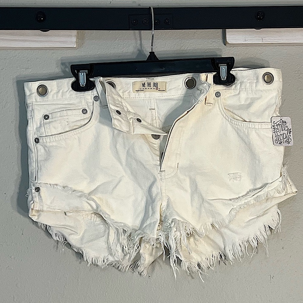 Free People cutoff white denim shorts